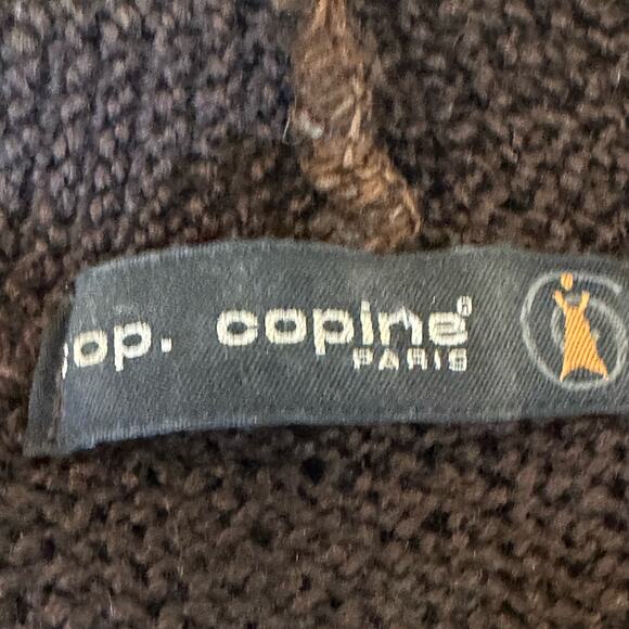 Cop. Copine Brown Patch Pocket Side Zipper Funky Sweater with Hood sz L - Picture 9 of 11